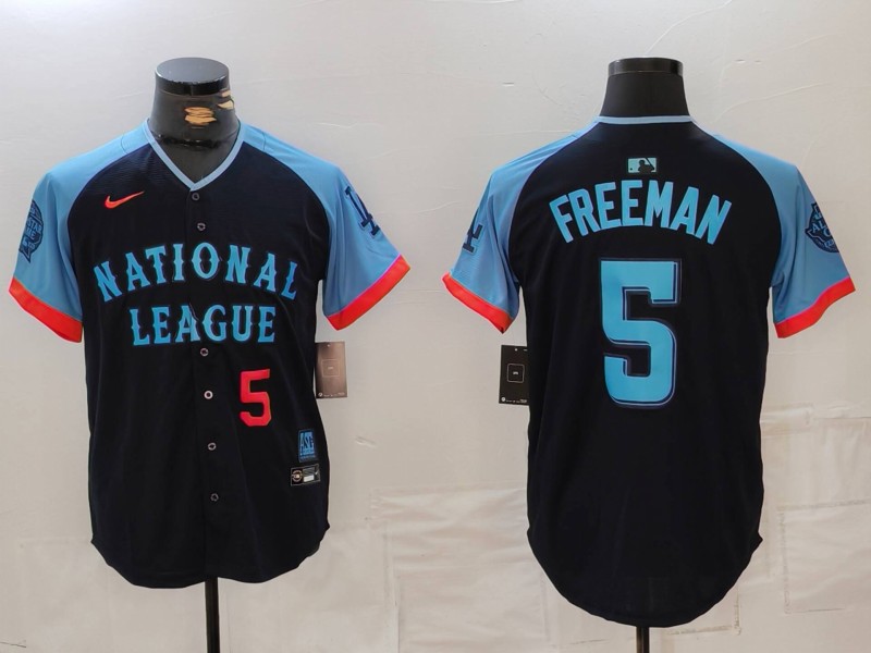 Men's National League #5 Freddie Freeman Navy 2024 All-Star Limited Stitched Baseball Jersey 5