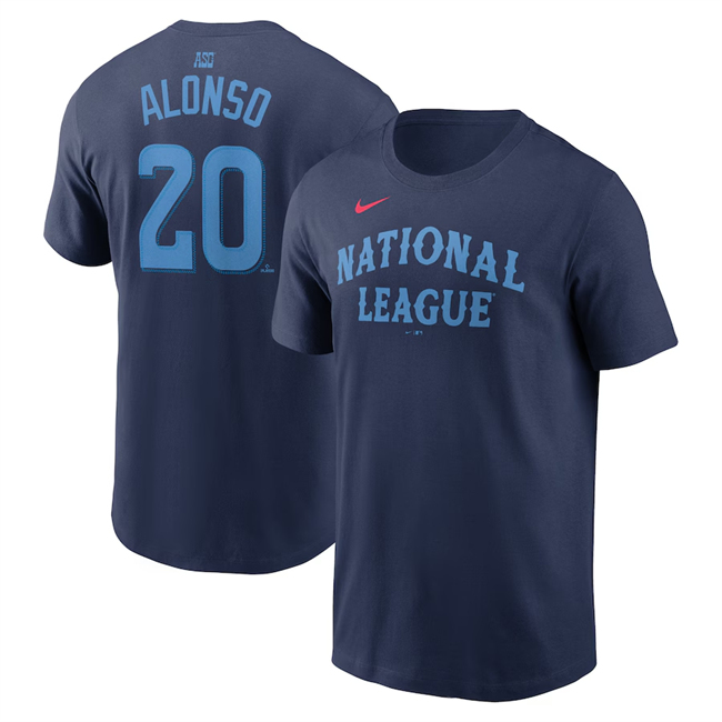 Men's National League #20 Pete Alonso Navy 2024 All-Star Name & Number T-Shirt