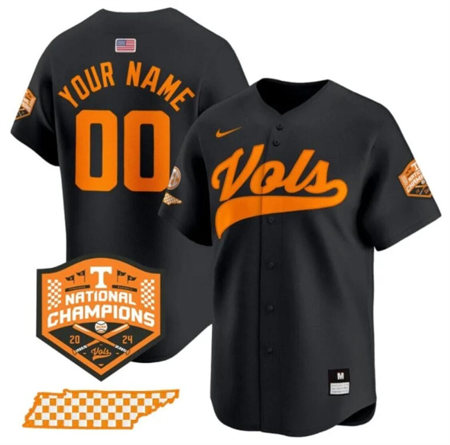 Men's Tennessee Volunteers Active Player Custom Black 2024 Champions Vapor Limited Stitched Jersey