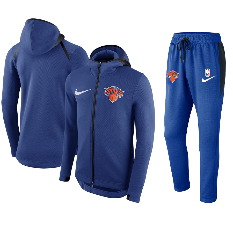 Men's New York Knicks Blue Warmup Hoodiesuit 3