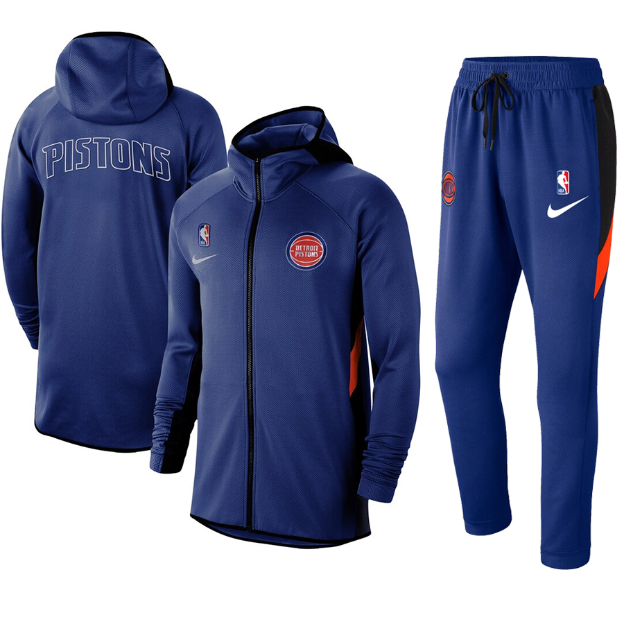 Men's Detroit Pistons Blue Warmup Hoodiesuit 6