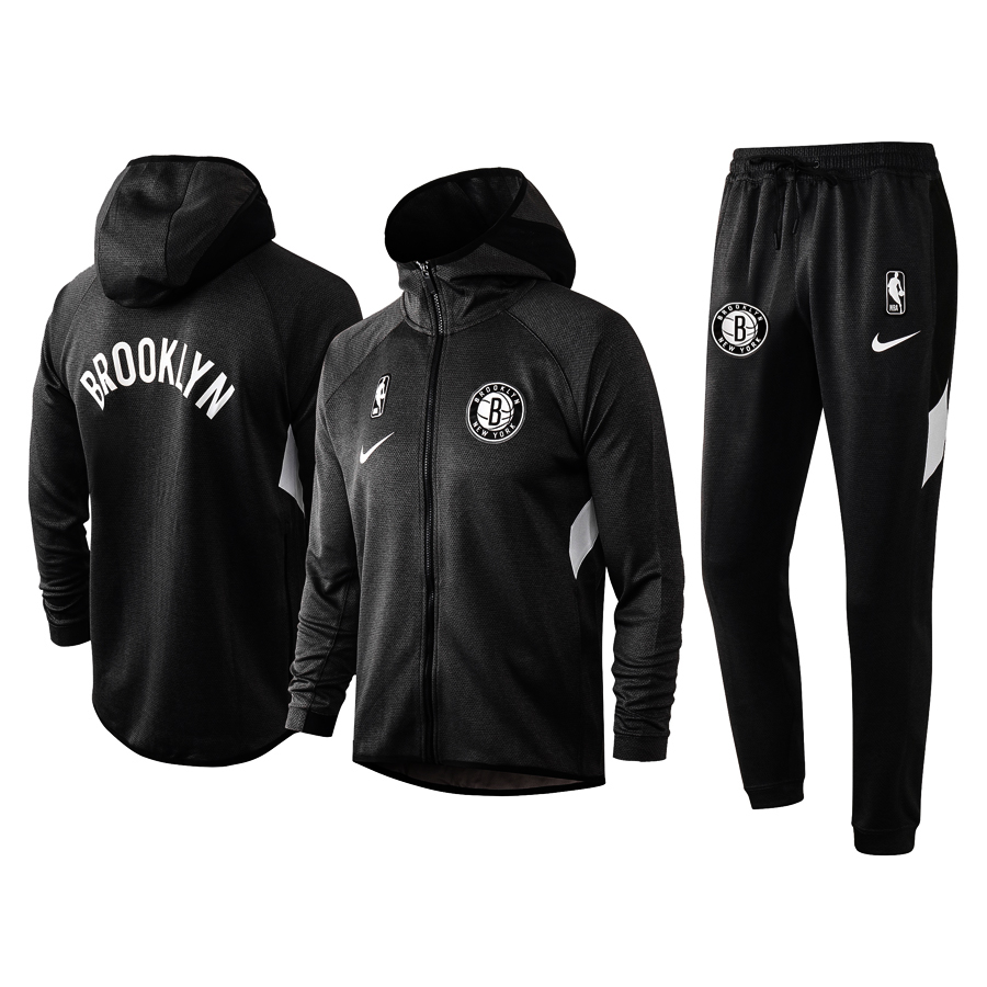 Men's Brooklyn Nets Black Warmup Hoodiesuit 1