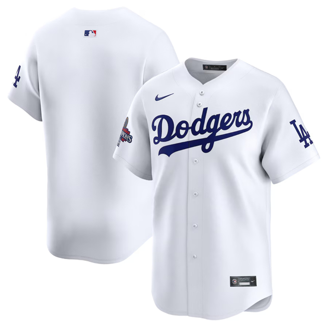 Men's Los Angeles Dodgers Blank White 2024 World Series Home Limited Stitched Baseball Jersey