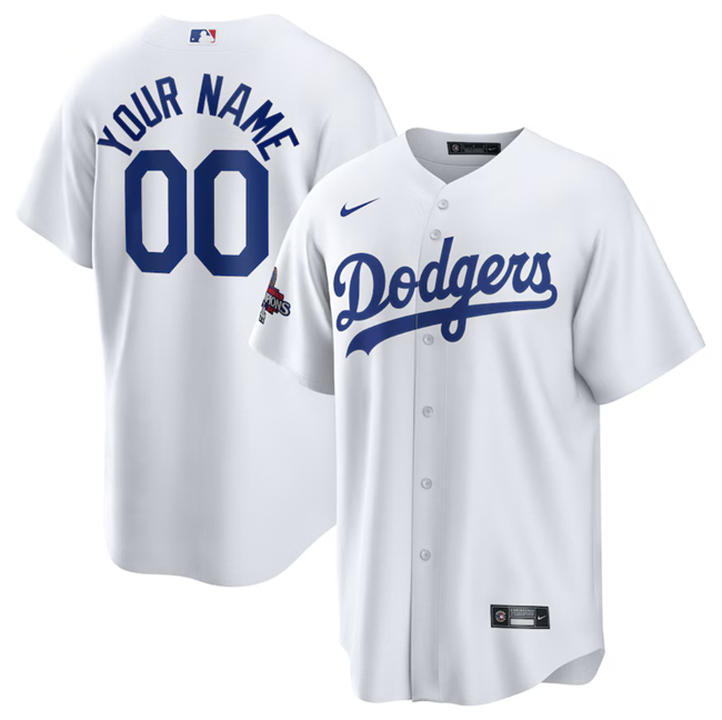 Men's Los Angeles Dodgers Active Player Custom White 2024 World Series Cool Base Stitched Baseball Jersey