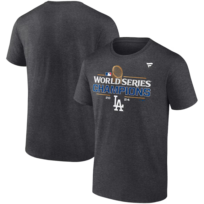 Men's Los Angeles Dodgers Heather Charcoal Big & Tall 2024 World Series Champions Locker Room T-Shirt