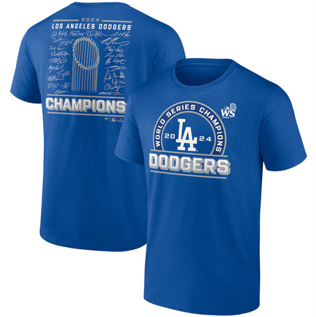 Men's Los Angeles Dodgers Royal 2024 World Series Champions Signature Roster T-Shirt