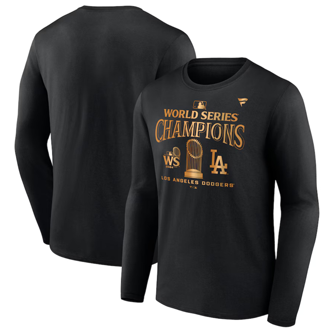 Men's Los Angeles Dodgers Black 2024 World Series Champions Locker Room Parade Long Sleeve T-Shirt