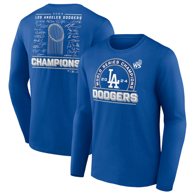 Men's Los Angeles Dodgers Royal 2024 World Series Champions Signature Roster Long Sleeve T-Shirt