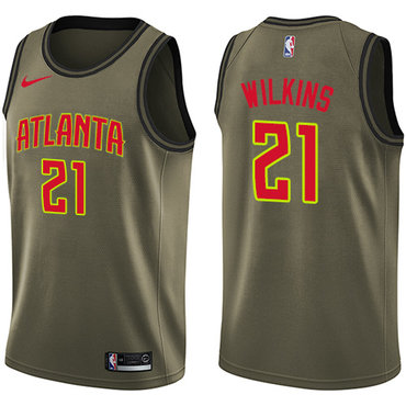 Nike Hawks #21 Dominique Wilkins Green Salute to Service NBA Swingman Jersey