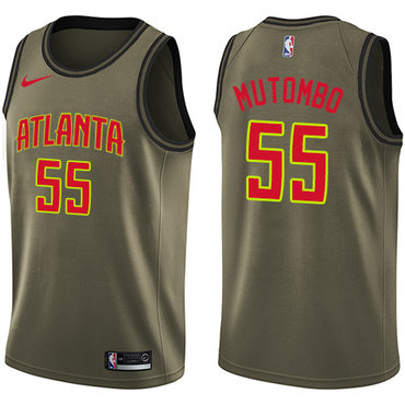 Nike Hawks #55 Dikembe Mutombo Green Salute to Service NBA Swingman Jersey