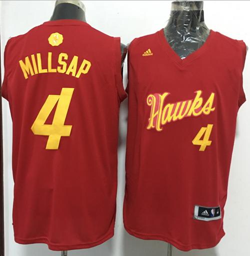 Hawks #4 Paul Millsap Red 2016-2017 Christmas Day Stitched NBA Jersey