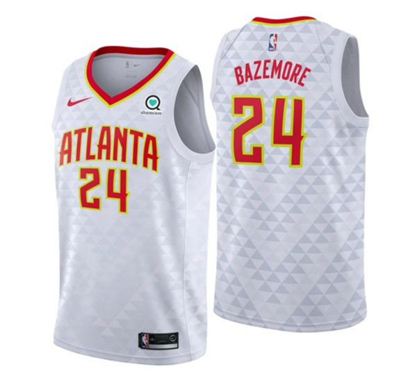 Men's Atlanta Hawks #24 Kent Bazemore White Association Edition Stitched Jersey