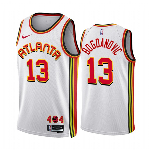 Men's Atlanta Hawks #13 Bogdan Bogdanovic 2022 23 White Association Edition Stitched Jersey