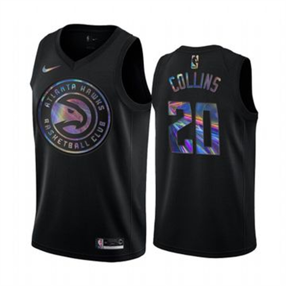 Nike Hawks #20 John Collins Men's Iridescent Holographic Collection NBA Jersey - Black