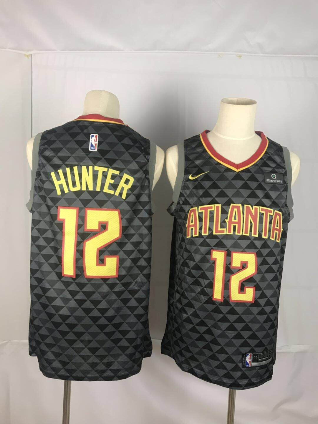 Hawks 12 De'Andre Hunter Black Nike Swingman Jersey