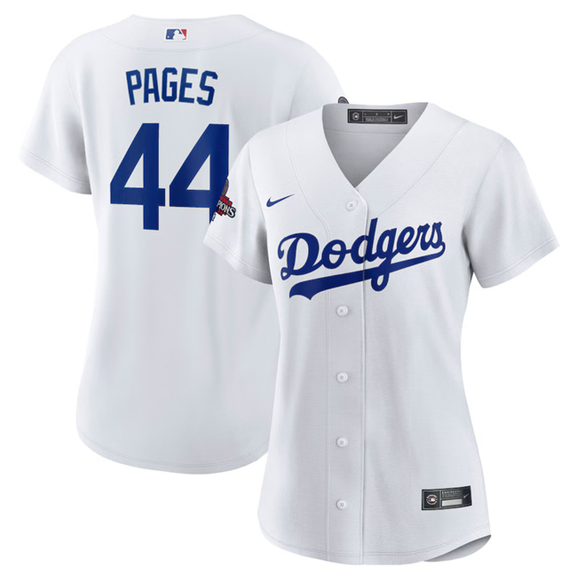 Women's Los Angeles Dodgers #44 Andy Pages White 2024 World Series Champions Cool Base Stitched Baseball Jersey(Run Small)