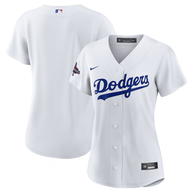 Women's Los Angeles Dodgers Blank White 2024 World Series Champions Cool Base Stitched Baseball Jersey(Run Small)