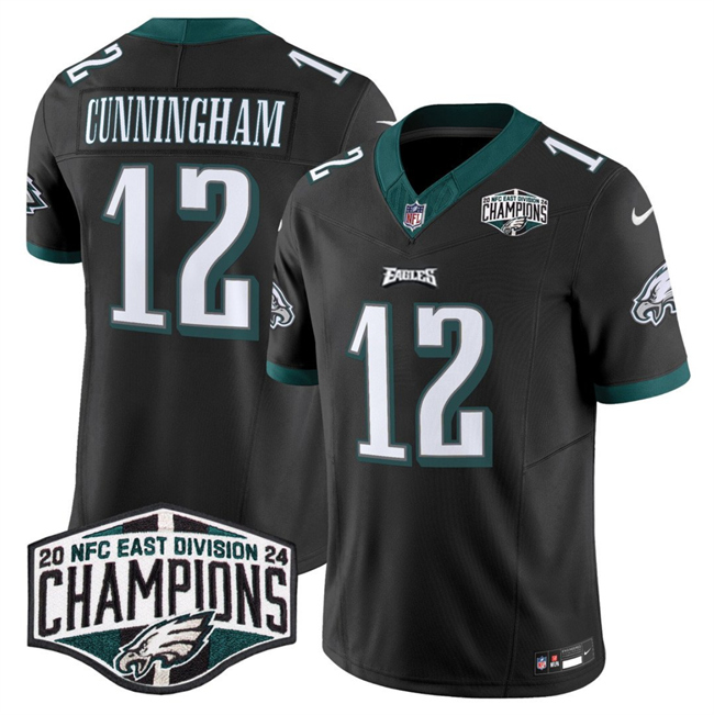 Men's Philadelphia Eagles #12 Randall Cunningham Black 2024 NFC East Champions F.U.S.E. Vapor Untouchable Limited Stitched Football Jersey