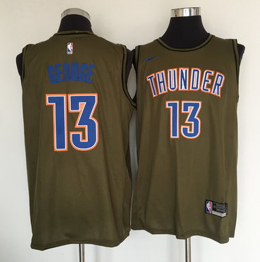 Thunder 13 Paul George Olive Nike Swingman Jersey