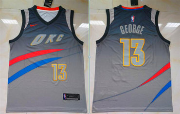 Thunder 13 Paul George Gray City Edition Nike Swingman Jersey