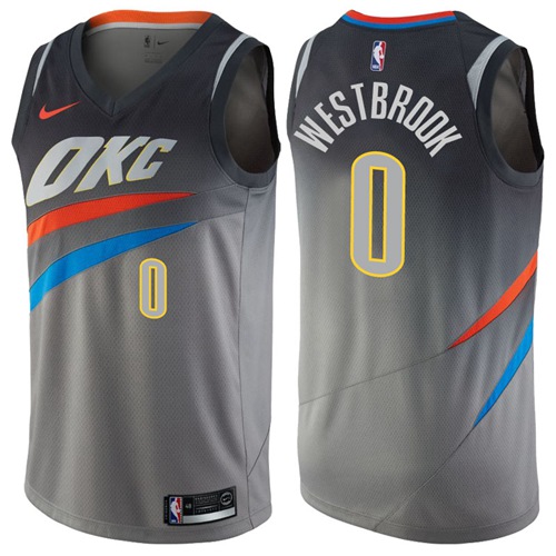 Nike Thunder #0 Russell Westbrook Gray NBA Swingman City Edition Jersey