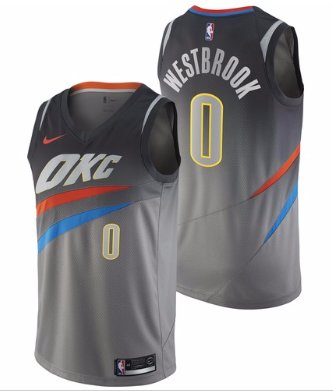 Thunder 0 Russell Westbrook Anthracite Nike City Edition Swingman Jersey