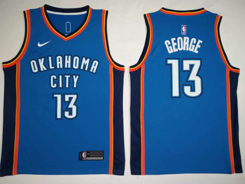 Thunder 13 Paul George Blue Nike Swingman Jersey