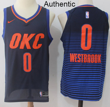 Nike Thunder #0 Russell Westbrook Navy Blue Statement Edition NBA Authentic Jersey