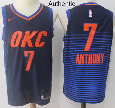 Nike Thunder #7 Carmelo Anthony Navy Blue Statement Edition NBA Authentic Jersey