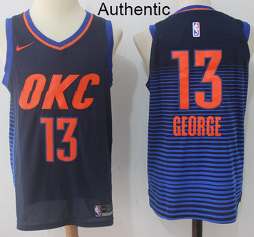 Nike Thunder #13 Paul George Navy Blue Statement Edition NBA Authentic Jersey