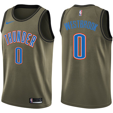 Nike Thunder #0 Russell Westbrook Green Salute to Service NBA Swingman Jersey