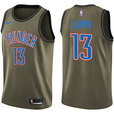 Nike Thunder #13 Paul George Green Salute to Service NBA Swingman Jersey