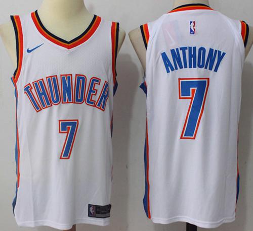 Thunder #7 Carmelo Anthony White NBA Swingman Nike Jersey