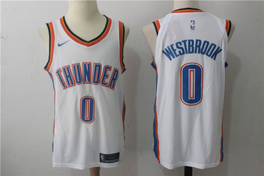 Thunder 0 Russell Westbrook White Nike Jersey