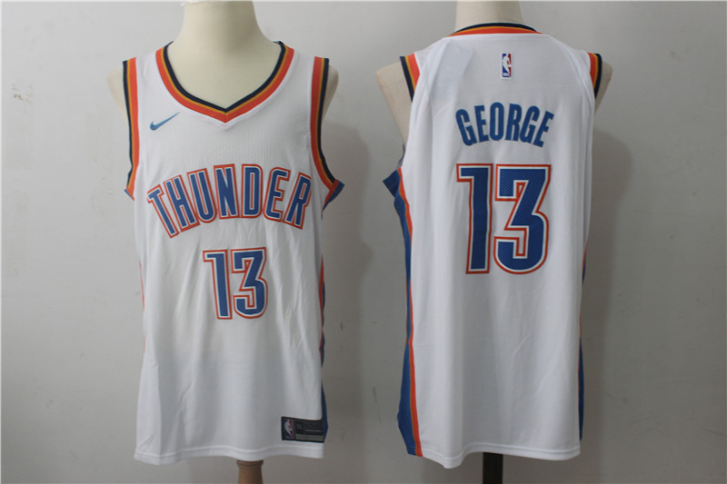 Thunder 13 Paul George White Nike Jersey