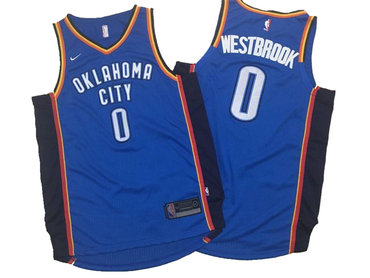 Thunder 0 Russell Westbrook Blue Nike Jersey