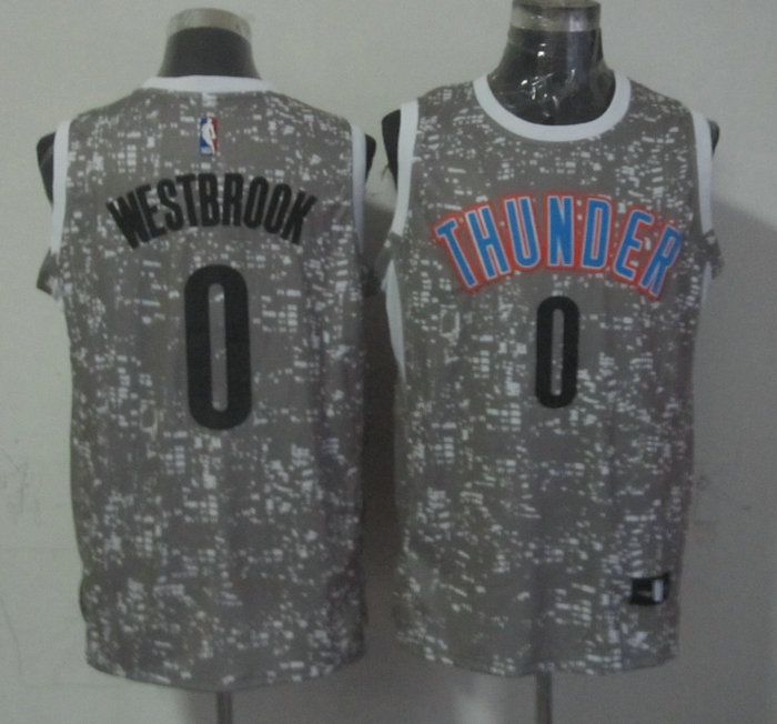 Thunder 0 Russell Westbrook Gray City Luminous Jersey