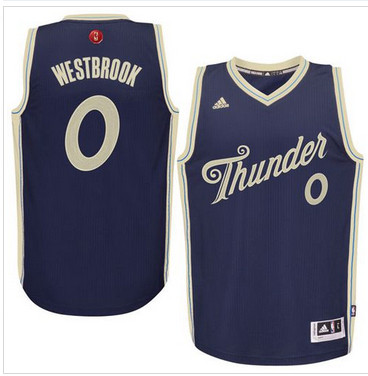 Oklahoma City Thunder #0 Russell Westbrook Navy Blue 2015-2016 Christmas Day Stitched NBA Jersey