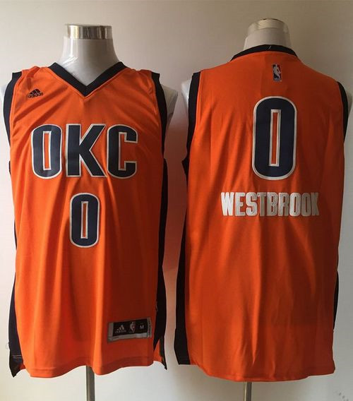 Oklahoma City Thunder #0 Russell Westbrook Orange Alternate Stitched NBA Jersey