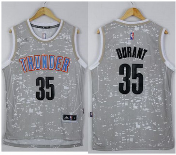 Oklahoma City Thunder #35 Kevin Durant Grey City Light Stitched NBA Jersey