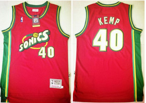 Oklahoma City Thunder #40 Shawn Kemp Red SuperSonics Throwback Stitched NBA Jersey