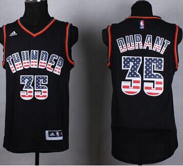 Oklahoma City Thunder #35 Kevin Durant Black USA Flag Fashion Stitched NBA Jersey