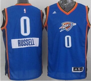 Oklahoma City Thunder #0 Russell Westbrook Blue 2014-15 Christmas Day Stitched NBA Jersey