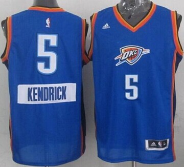 Oklahoma City Thunder #5 Kendrick Perkins Blue 2014-15 Christmas Day Stitched NBA Jersey