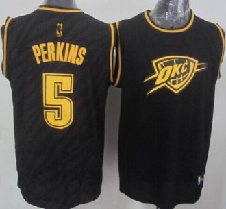 Oklahoma City Thunder #5 Kendrick Perkins Black Precious Metals Fashion Stitched NBA Jersey