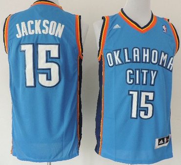 Revolution 30 Oklahoma City Thunder #15 Reggie Jackson Blue Stitched NBA Jersey