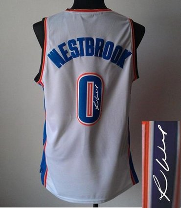 Oklahoma City Thunder Revolution 30 Autographed #0 Russell Westbrook White Stitched NBA Jersey