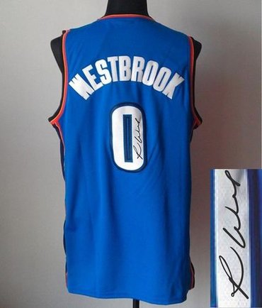 Oklahoma City Thunder Revolution 30 Autographed #0 Russell Westbrook Blue Stitched NBA Jersey