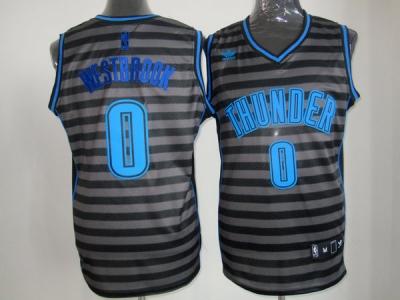 nba oklahoma city thunder #0 westbrook grey jerseys(black strip)