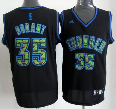 Oklahoma City Thunder #35 Kevin Durant Black Revolution 30 Swingman NBA Jerseys Camo Number